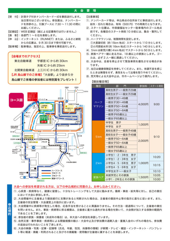 那須烏山市マラソンA4チラシ（裏面）